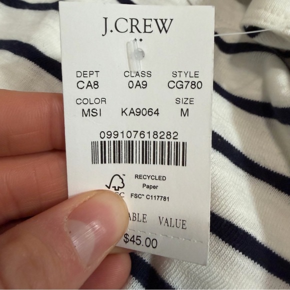 J crew girlfriend tee stripes Marker Stripe Ivory Navy - Picture 2 of 2